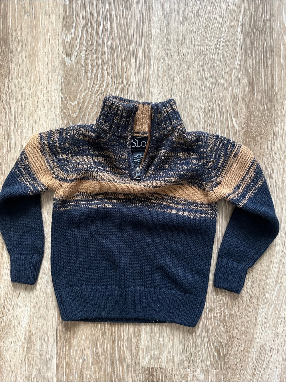 Park slope Kids Navy & Tan Half-Zip Sweater